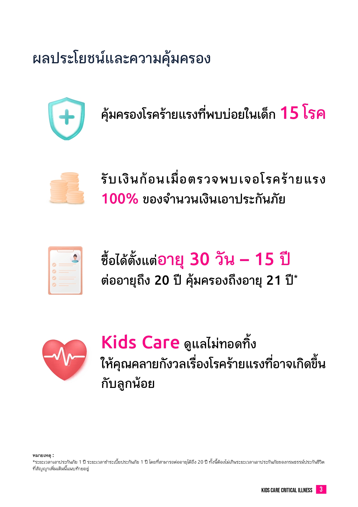 Kids Care สัญญาเพิ่มเติมโรคร้ายแรง คิดส์ แคร์